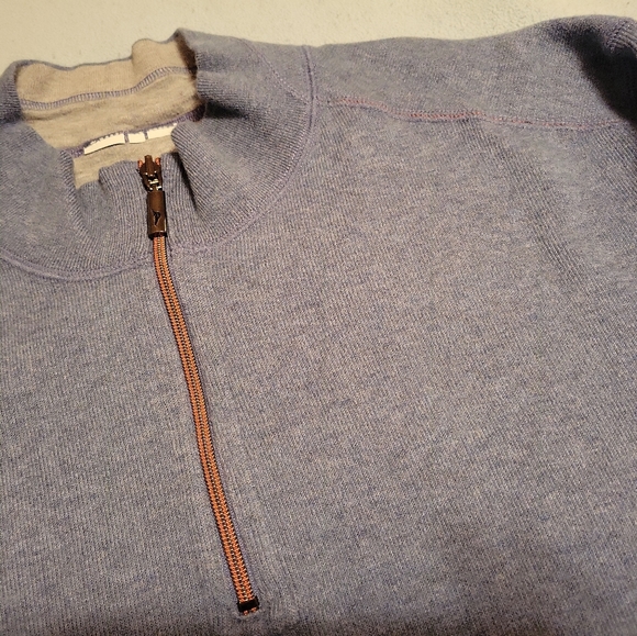 NEW TOMMY BAHAMA Flips yet Half Zip Blue/Gray Heather Reversible 2XL? Cotton - Picture 4 of 6